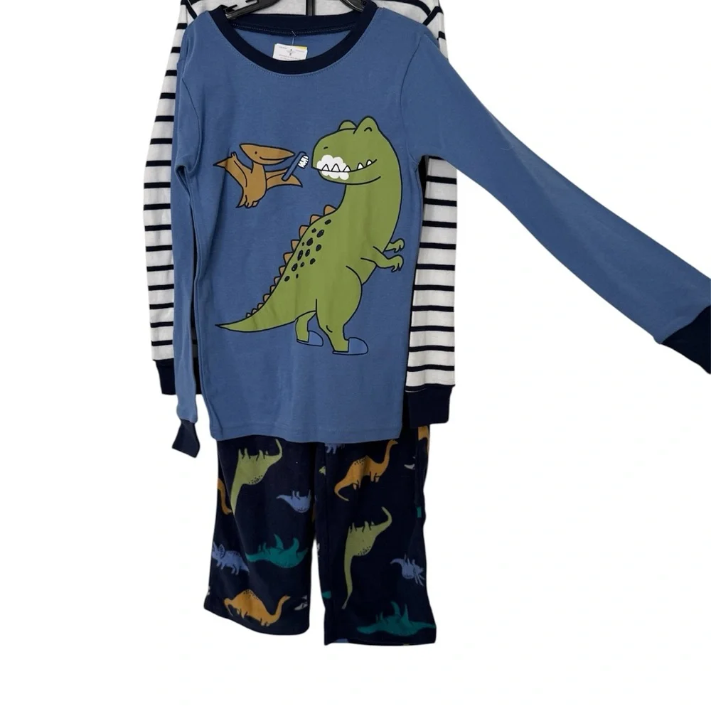 Carter's Blue Dinosaur Pajama Set with Stripes Boys Size 8